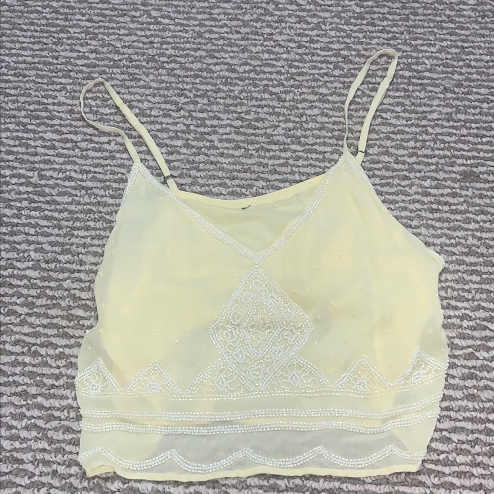 Beaded yellow crop top tank !!